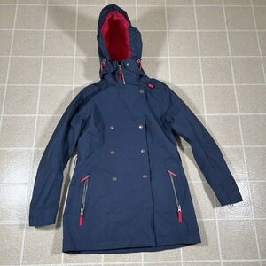 Helly Hansen Wesley II Jacket Women's L Hooded Rain Trench Coat No Belt Size Sm